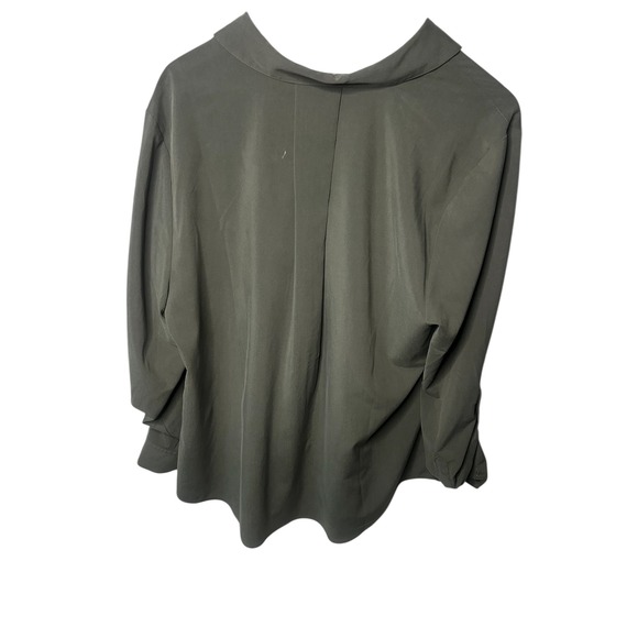 Chico's Olive Green Button-Up Shirt – Size 3 - Picture 2 of 5